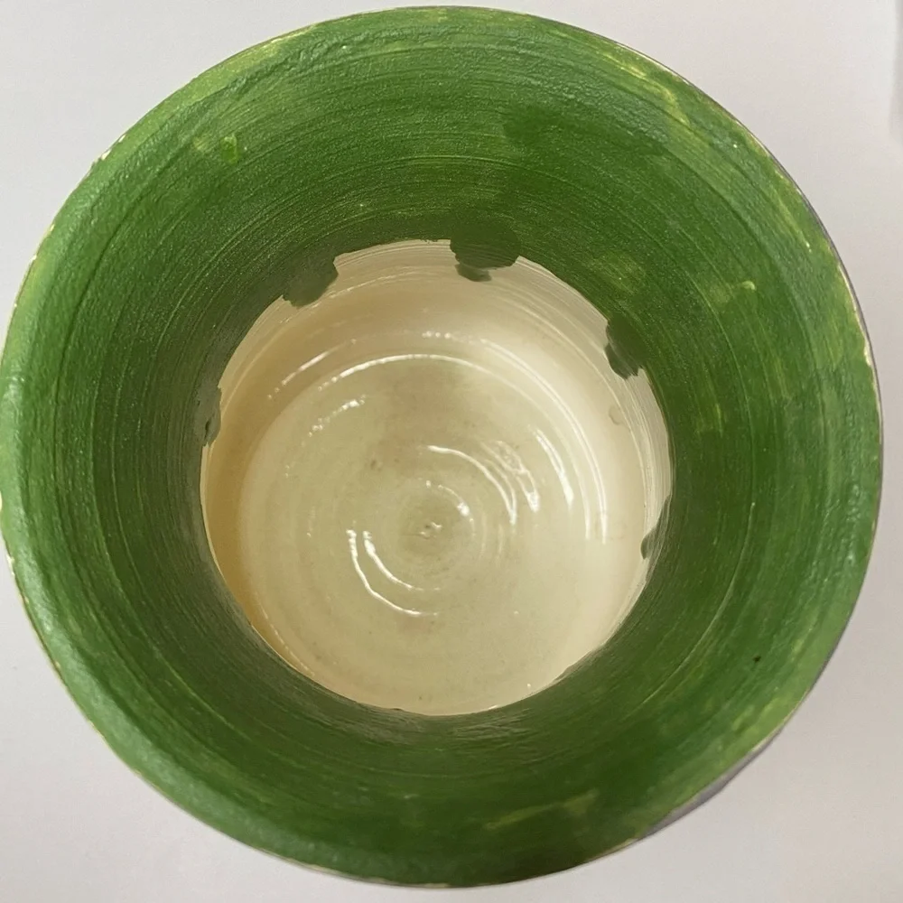 Stoneware vase handmade flower holder cup signed UBV